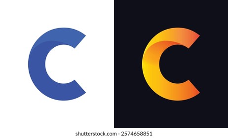 Letter C Minimal Business Logo With 3D Rounded Shadow | Gradient C Letter Typography Symbol