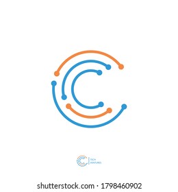 Letter C with minimalist line logo elements