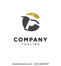 Letter C Mining Hammer Logo Icon Vector