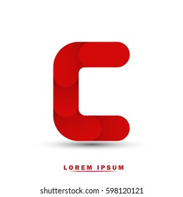 Letter C. modern concept and elegant typographic . red