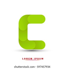 Letter C. modern concept and simple typographic. green