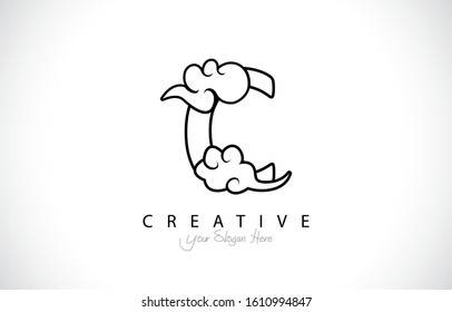 Letter C Modern Design Logo Concept. Creative Icon Logo with Chinese Cloud Shape Vector Illustration.