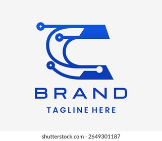 Letter C Modern Digital Technology Logo Design
