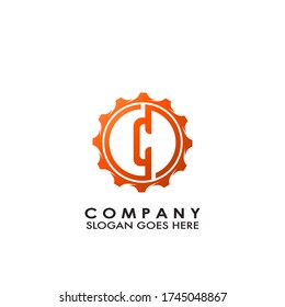 Letra C Diseño de la plantilla del logotipo inicial del engranaje moderno.