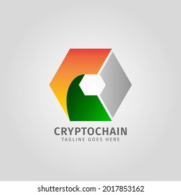 letter C modern gradient hexagonal logo for professional business, finance, crypto currency, exchange trade, service
