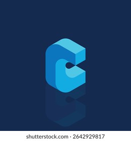 Letter C Modern Isometric Vector Image