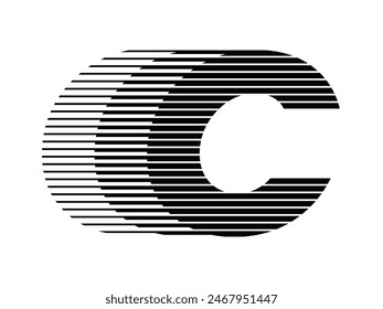 Letter C Modern Logo with Horizontal Speed Line Pattern