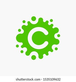Letter C with molecule Logo design. Lab Logo Design Element , Design Vector with Dots. - VECTOR