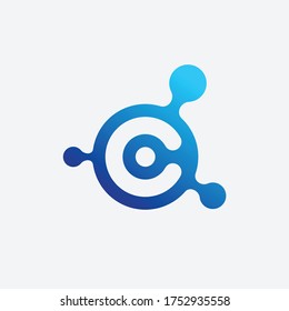letter c molecule vector logo illustration template