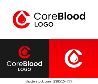 Letter C monogram blood drop health laboratory check logo design.