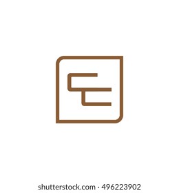 The letter C and C Monogram With Frame Square. Logo Design Template Brown