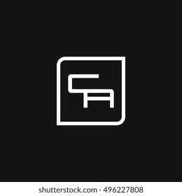 The letter C and A Monogram With Frame Square. Logo Design Template white