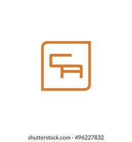 The letter C and A Monogram With Frame Square. Logo Design Template Orange
