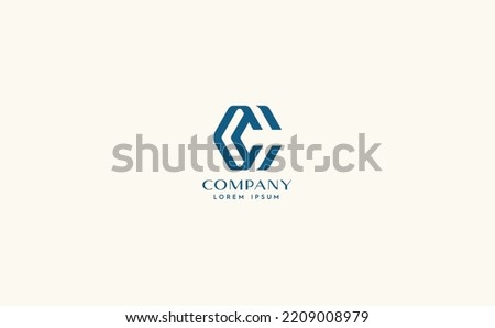 Letter C monogram. Isometric line art logo mockup, modern trendy linear design