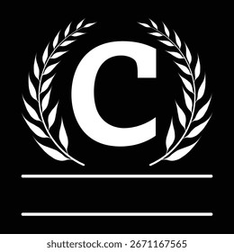 Buchstabe C Monogramm mit Lorbeerkranz Emblem Design