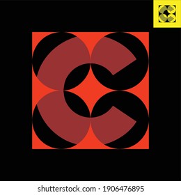 Diseño del logotipo del monólogo de la letra C en estilo de arte Bauhaus. Logo vector en Eps 8.