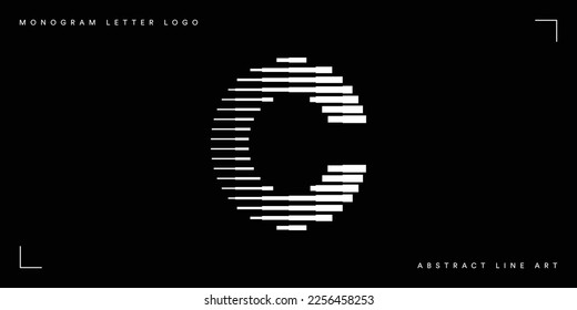 Letter C Monogram Logo Icon Geometric Horizontal Stripe Lines