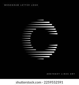 Letter C Monogram Logo Icon Geometric Horizontal Motion Speed Lines