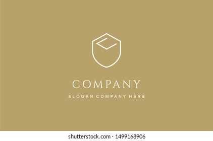Letter "C" monogram and shield sign combination. Linear logo design. Safety, power, security, guard. Luxury logotype