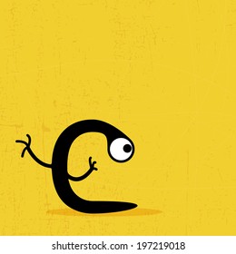 Letter c Monster on grunge background. vector illustration