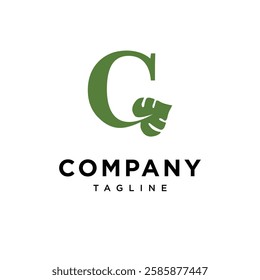 Letter C Monstera Leaf Spade Logo Icon Vector
