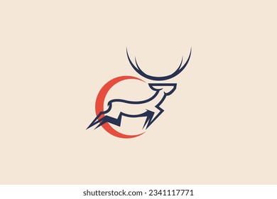 letter c or moon deer vector template logo design