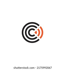 letter c motion triangle round stripes shape geometric logo vector