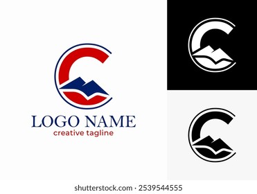 Letra C Vector de diseño de logotipo de montaña.