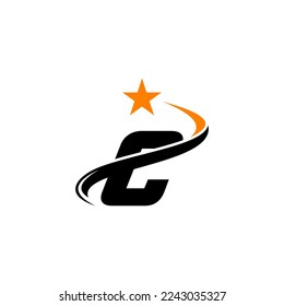 Letter C with moving star logo design.
