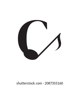 Letter C with Music Key Note Logo Design Element. Usable for Business, Musical, Entertainment, Record and Orchestra Logos