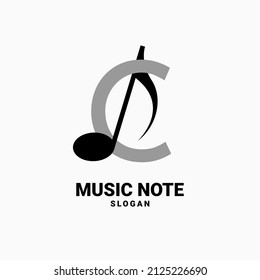 letter C with music note vector logo design
