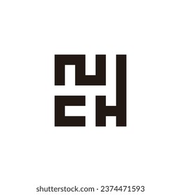 Letter c, N and H square geometric symbol simple logo vector 