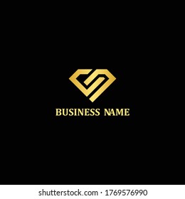 letter c n logo vecor. golden diamond logo