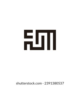Letter c, N and m square geometric symbol simple logo vector