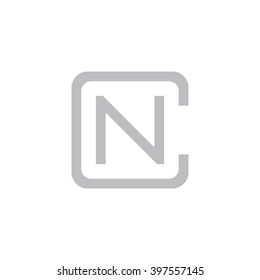 letter C and N monogram square shape logo gray