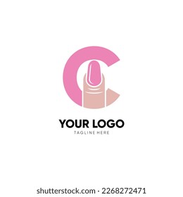Letter C Nail Art Logo Design Vector Icon Graphic Emblem Illustration