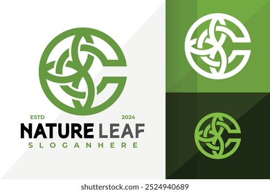 Letra C Natureza Folha Ícone Vetor Design. Ilustração de designs de logotipos simples e criativos