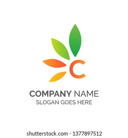 Letter C with Nature Logo Template Design