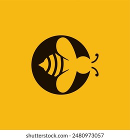 the letter C with the negative space of a bee becomes a logo