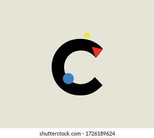 Plantilla de diseño del logotipo de espacio negativo de la letra C.