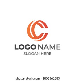 Letter C Negative Space Logo Design Template