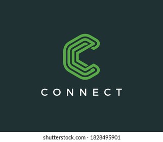 Plantilla de diseño de logotipo de espacio negativo de la letra C