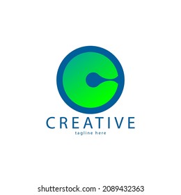 Letter C Negative Space Logo Design Template.white background
