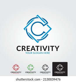 Letter C Negative Space Logo Design Template