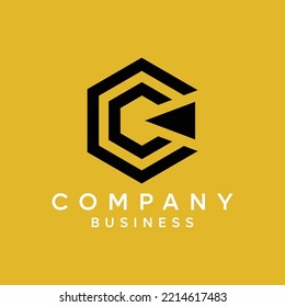 Plantilla de diseño de logotipo de espacio negativo de la letra C