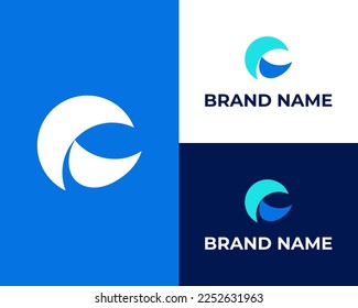 Plantilla de diseño de logotipo de espacio negativo de la letra C
