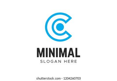 Letter C Negative Space Logos. Minimalism C logotype
