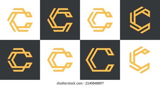 Letter C with Negative Space Set Logo Design Template