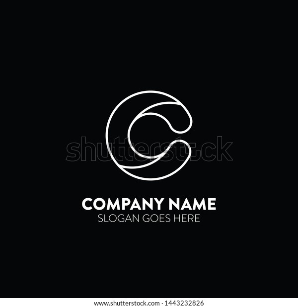 Letter C Neon Golden Ratio Logo Stock Vector Royalty Free