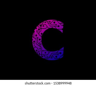 Letter C Network Digital Logo Icon , Technology and digital abstract dot connection vector logo. (sign, symbol, icon, design element). Technology design.